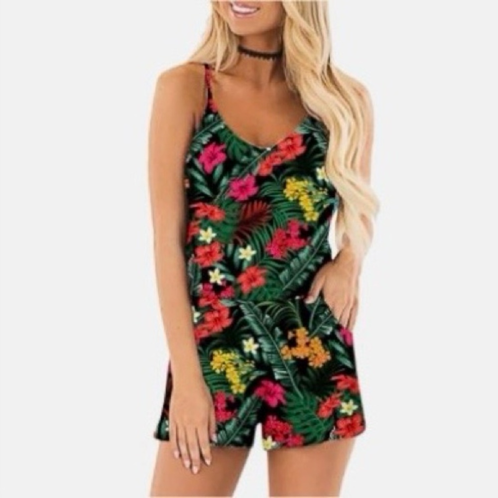 RAISEVERN Romper Summer Casual Short Romper w/ Pockets & Adjustable Straps NWOT